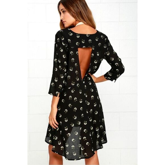 Amuse Society Talis Black Floral Print Swing Dress Size Extra Small - Picture 3 of 16